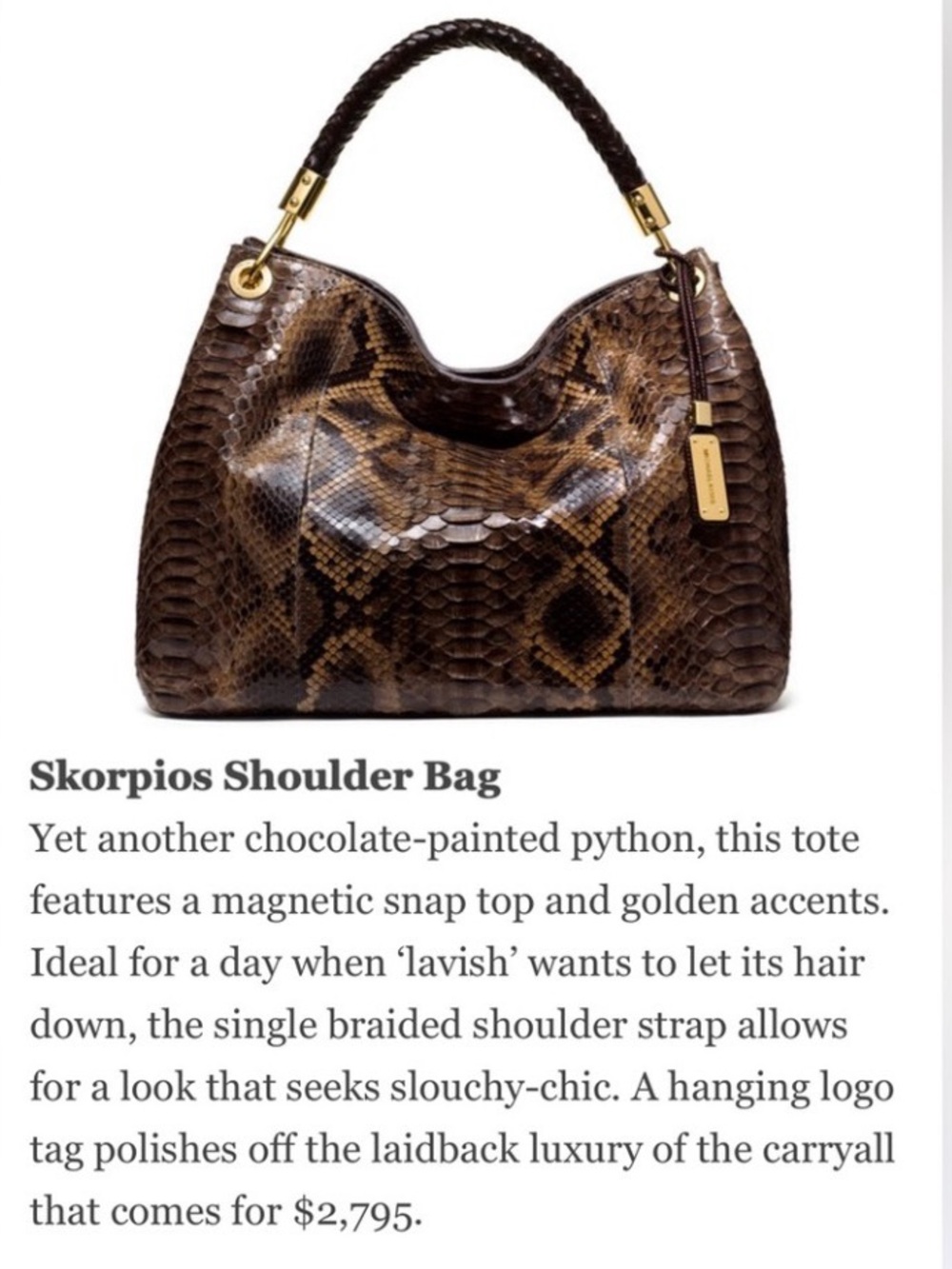 Michael Kors *RARE* Collection Python Skorpios Runway Line Hobo Bag MSRP:$2,795 - Picture 12 of 13